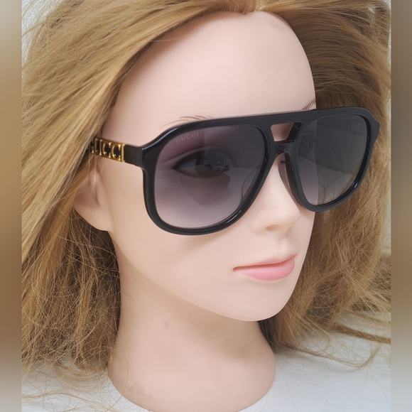 Gucci Women's Sunglasses Unisex GG1188S 002 Pilot Aviator Black Grey 58-17-140 - Picture 16 of 16